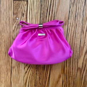 Kate Spade Pink Clutch Purse w Bow and Gold Strap